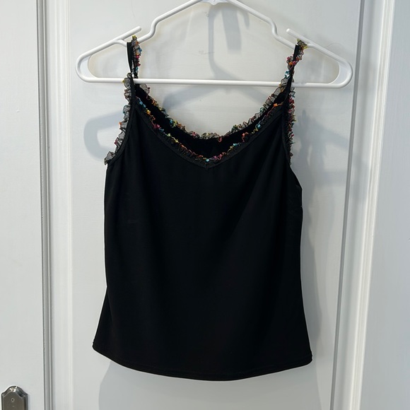 Black tank top with coloured trim - Picture 1 of 4